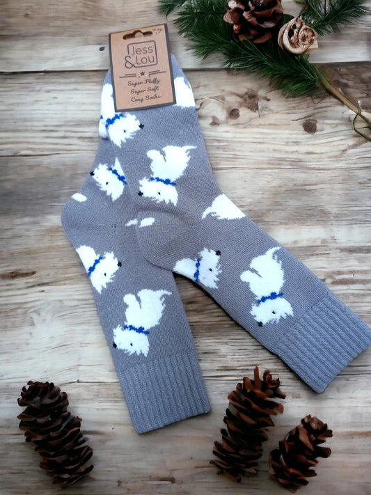 Westies Cosy Socks - Grey