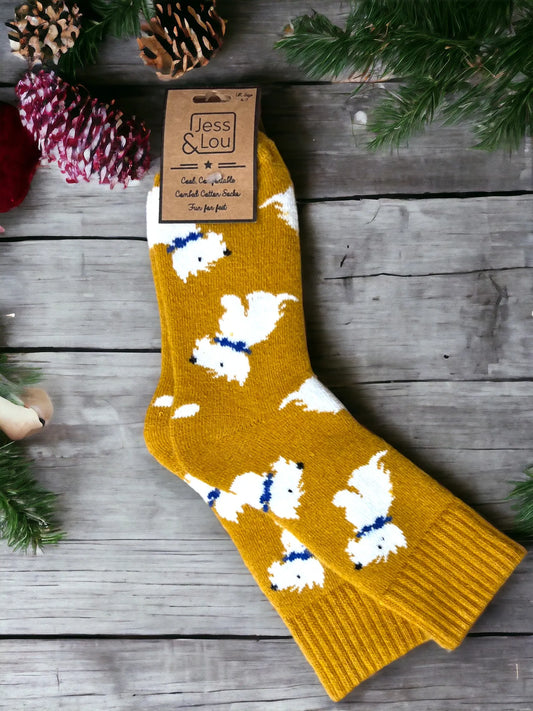 Westies Cosy Socks - Gold