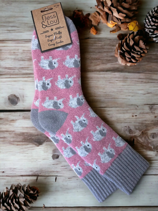 Elephants Cosy Socks - Pink