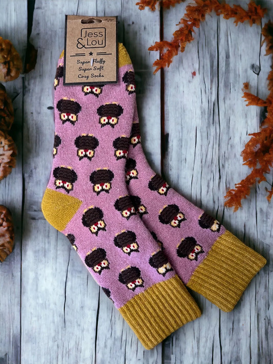 Owls Cosy Socks - Pink