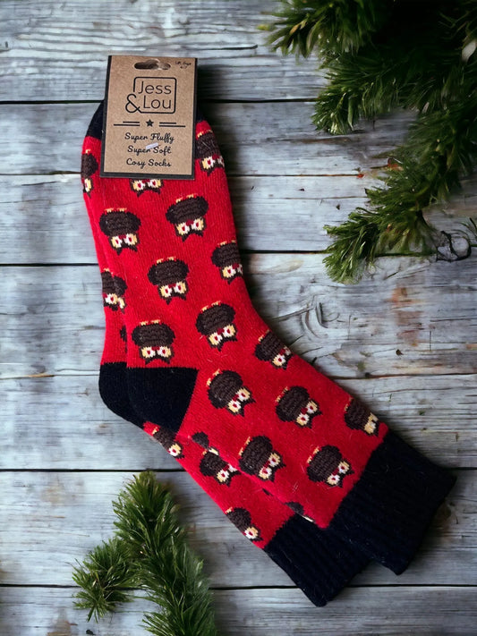 Owls Cosy Socks - Red