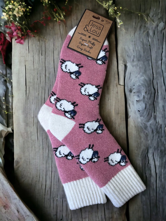 Sheep Cosy Socks - Pink