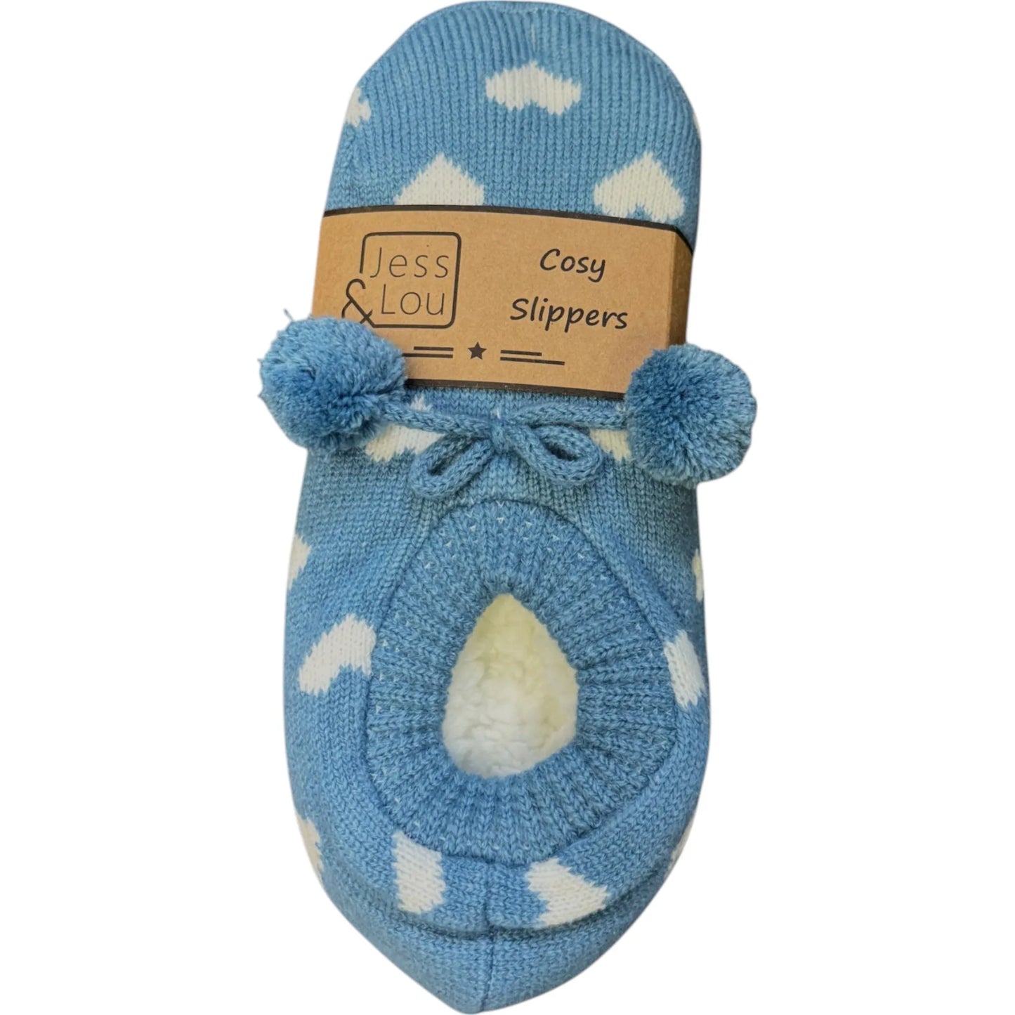 Cosy Short Stripe Slipper Socks - Cornflower