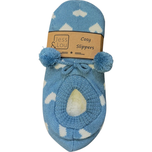 Cosy Short Stripe Slipper Socks - Cornflower
