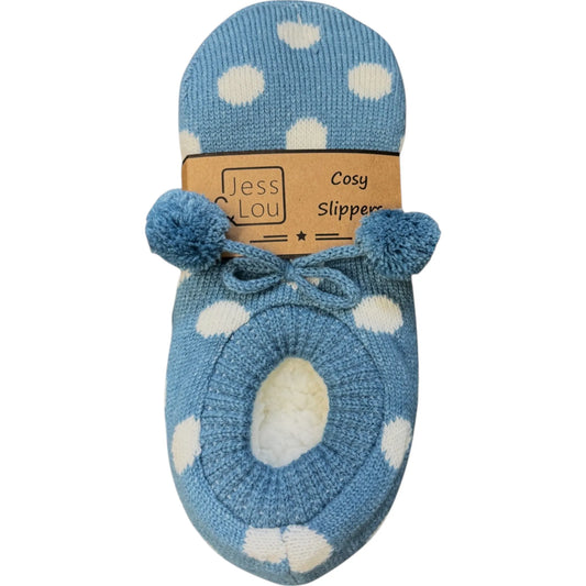 Cosy Short Spot Slipper Socks - Cornflower