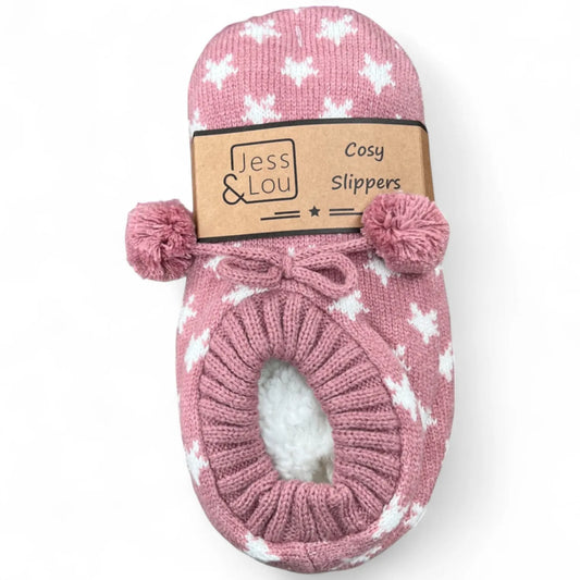 Cosy Short Star Slipper Socks - Pink