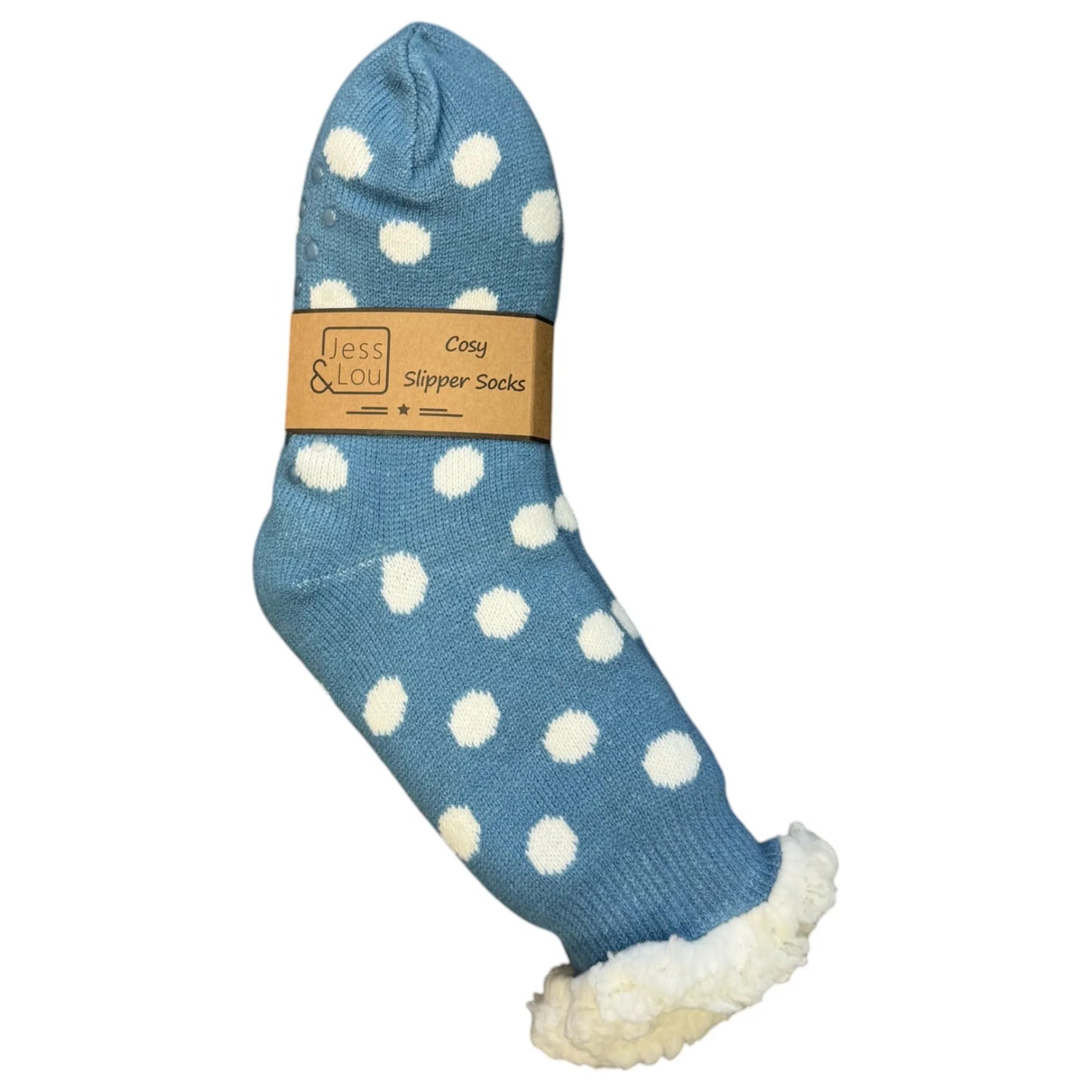 Cosy Spots Slipper Socks - Cornflower