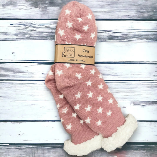 Cosy Stars Slipper Socks - Pink