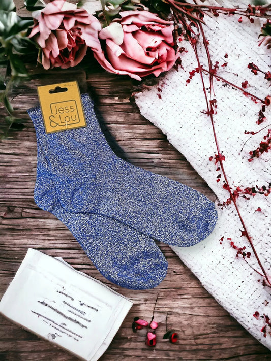 Sparkly Cotton Socks - Blue