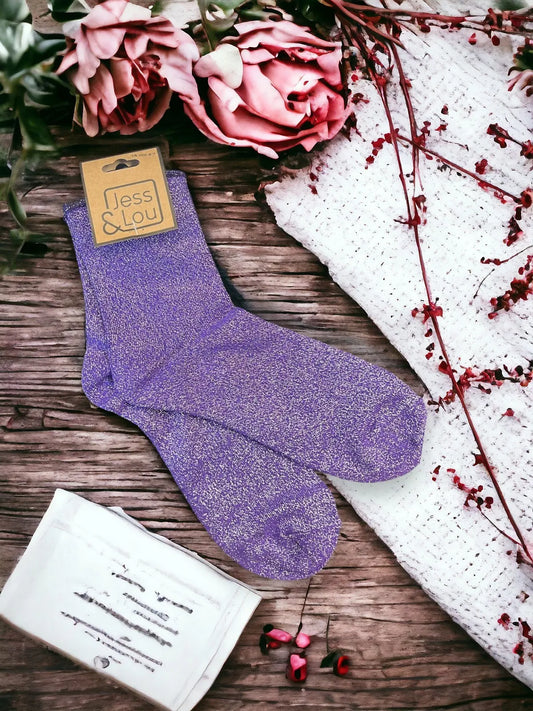 Sparkly Cotton Socks - Purple