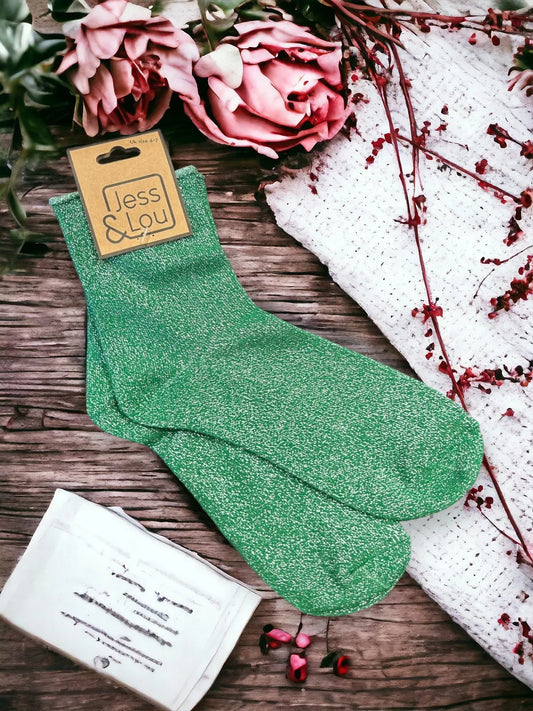 Sparkly Cotton Socks - Green