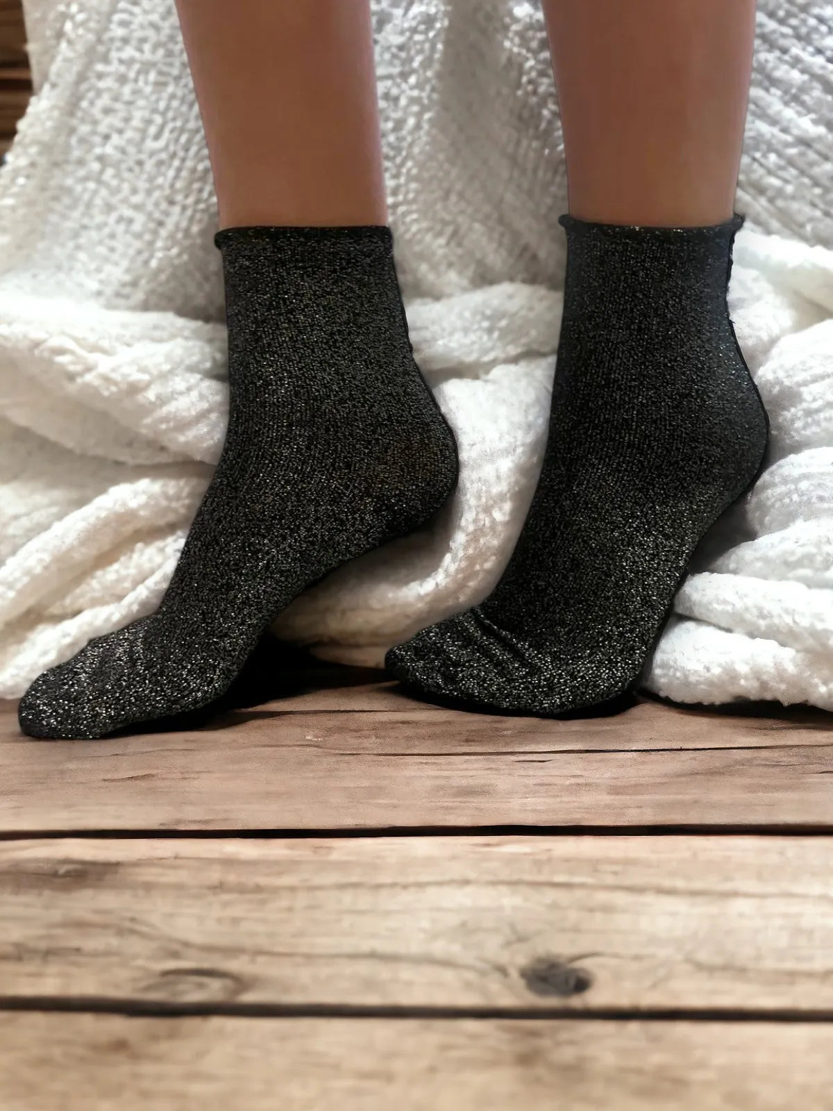 Sparkly Cotton Socks - Black