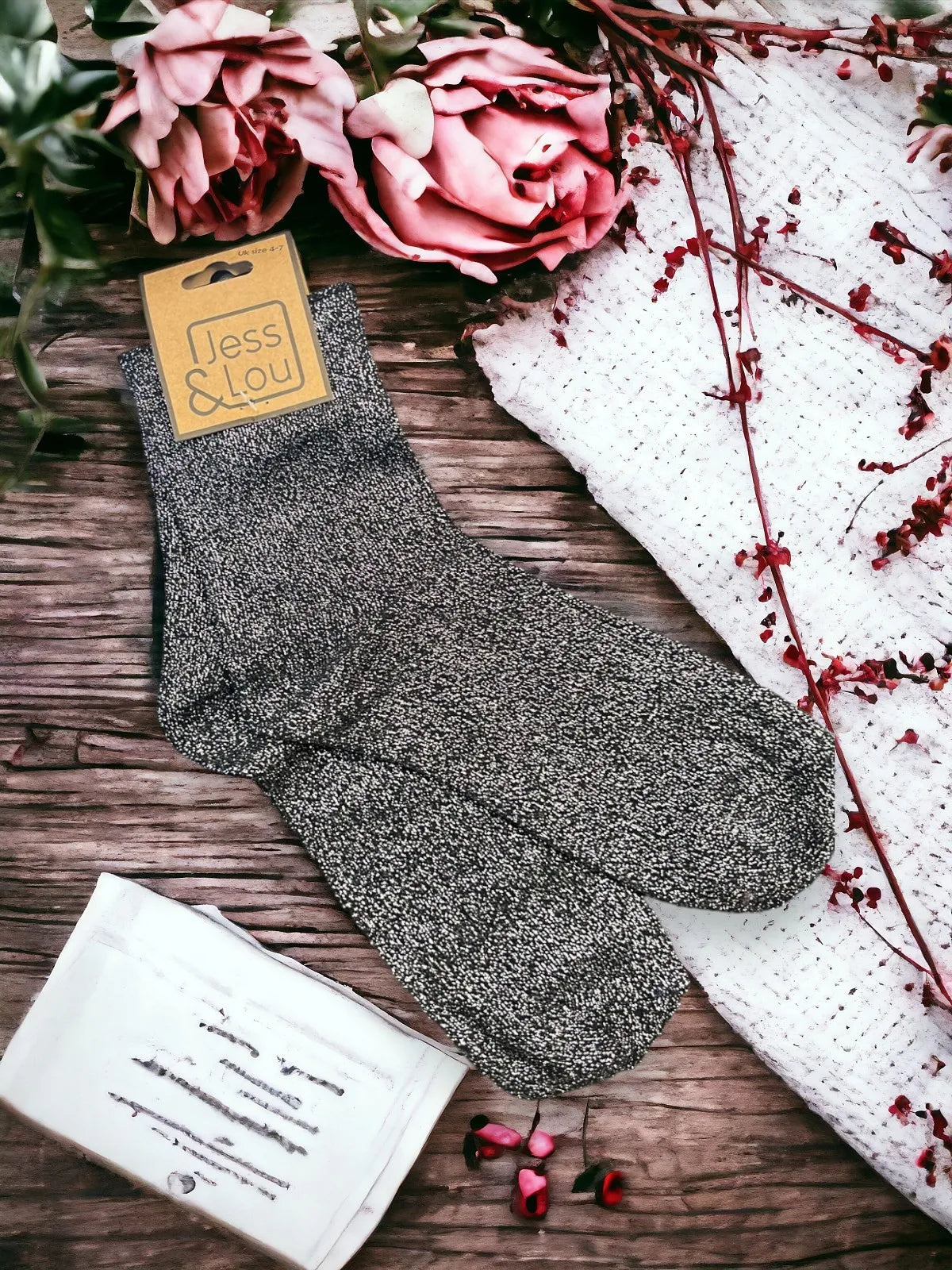 Sparkly Cotton Socks - Black