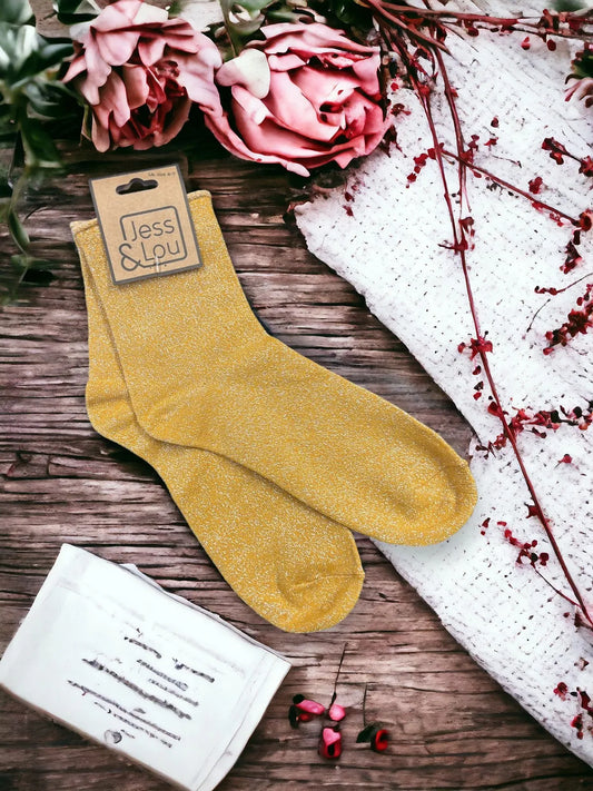 Sparkly Cotton Socks - Gold