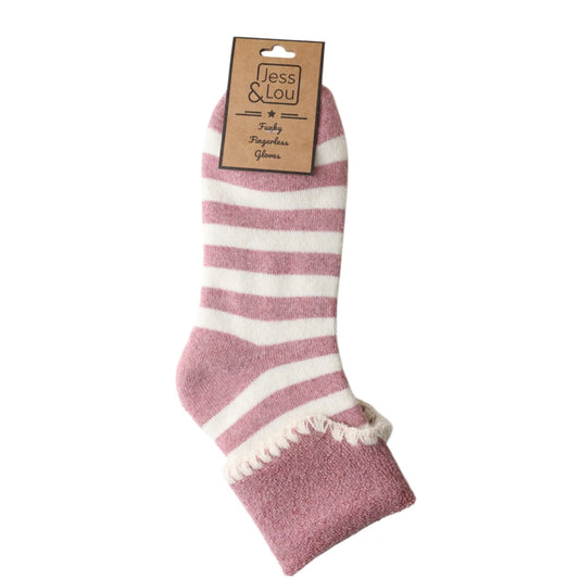 Cuffed Striped Cosy Socks - Pink