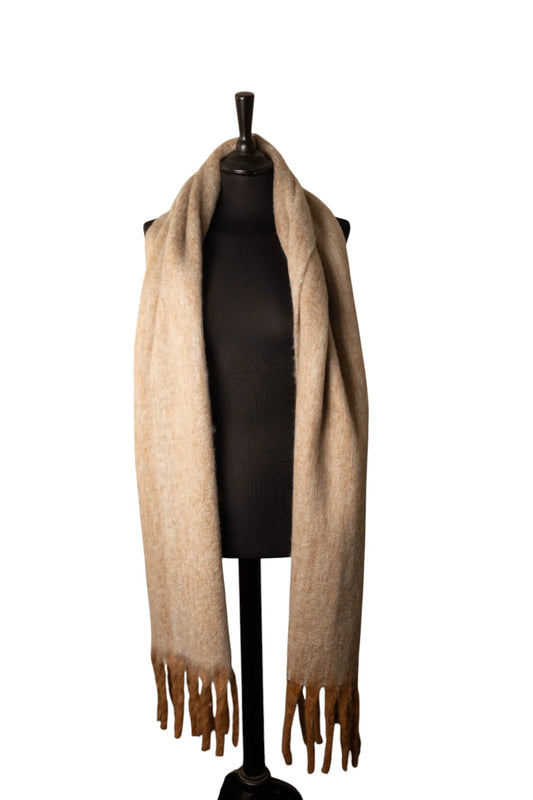 Chunky Scarf - Oatmeal & Blue