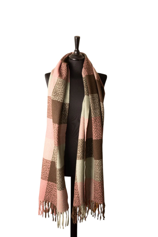 Chunky Scarf - Green, Pink & Brown