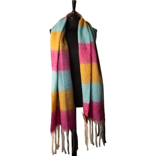 Chunky Scarf - Pink, Orange, Blue