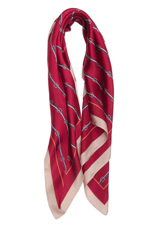 Rope and Knot Print Faux Silk Scarf - Red