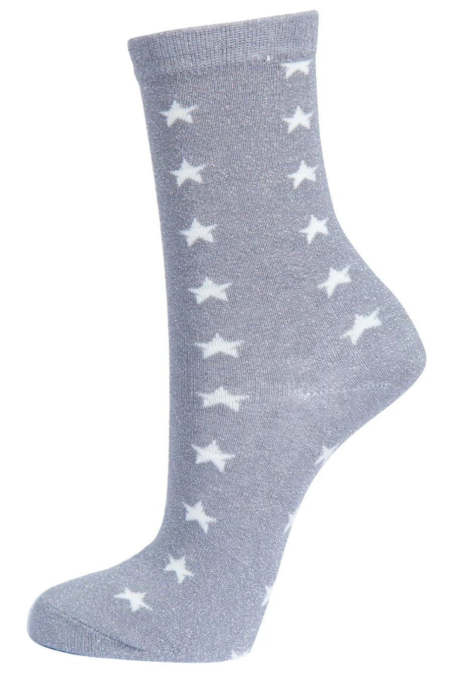 Women's Glitter Socks - Grey Stars