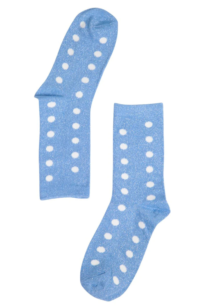 Polka Dot Glitter Socks - Shimmer Blue