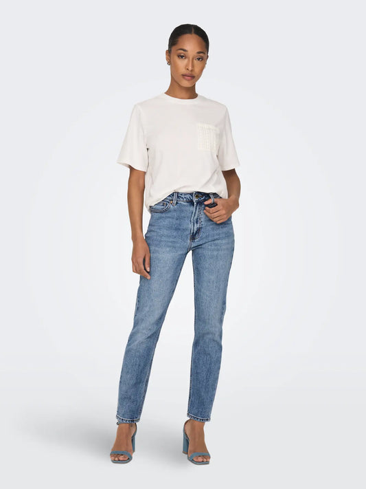 Emily High Waisted Straight Jeans - Medium Blue