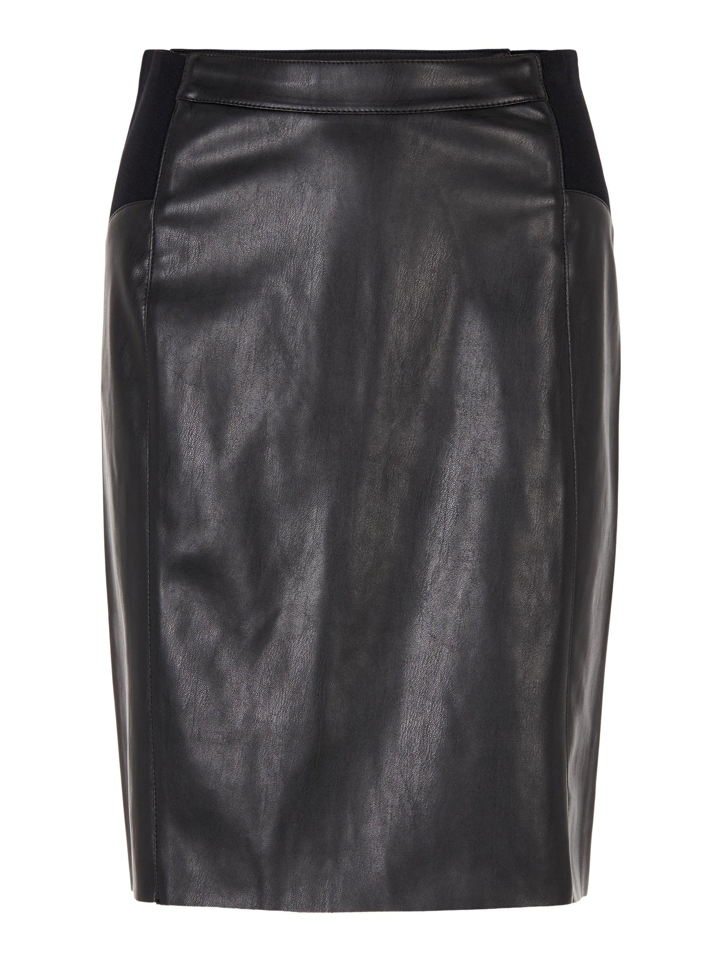 Buttersia High Waisted Coated Skirt - Black