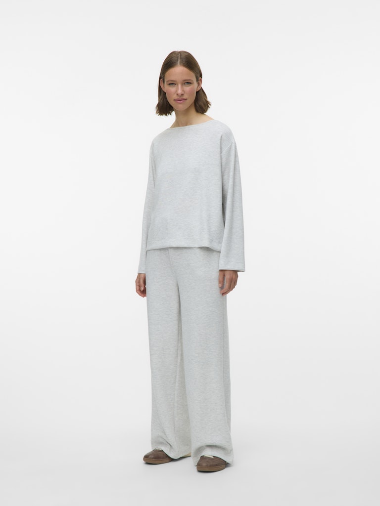 Hali Wide Pants - Light Grey Melange