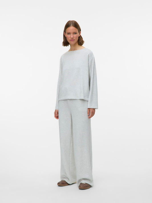 Hali Wide Pants - Light Grey Melange