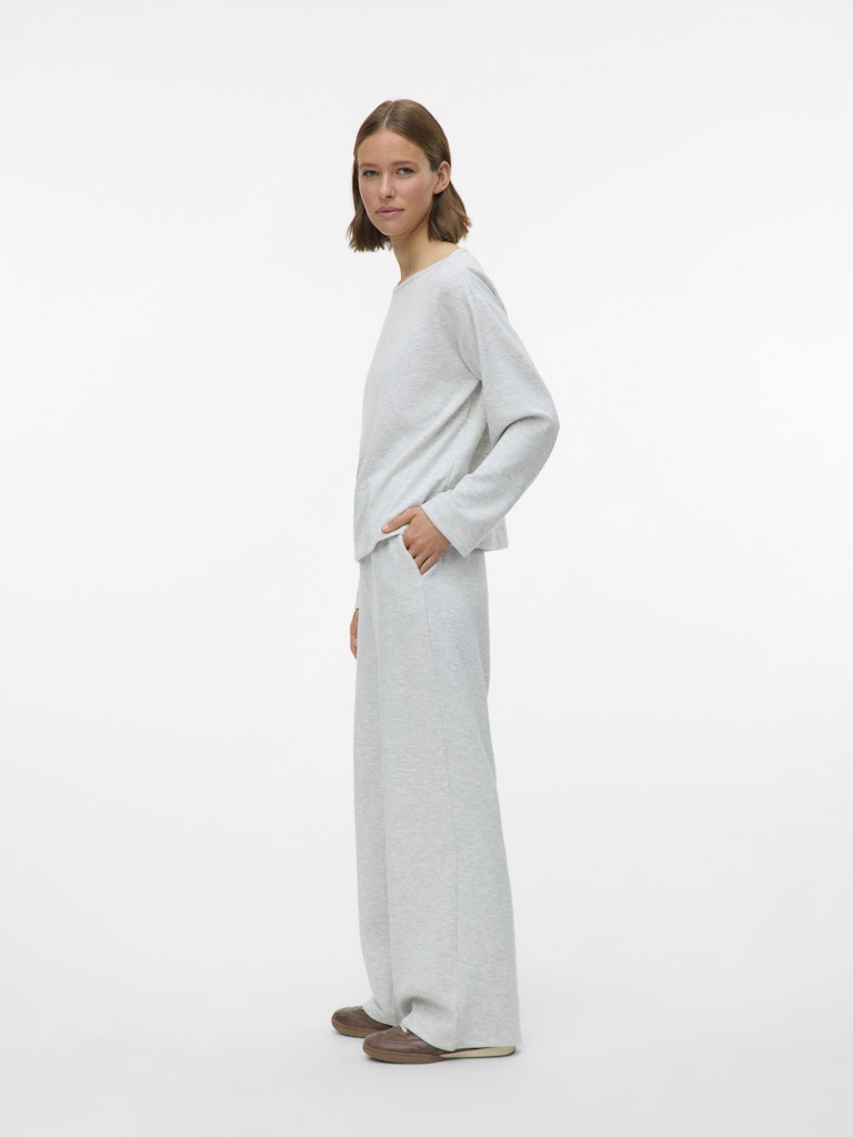 Hali Wide Pants - Light Grey Melange