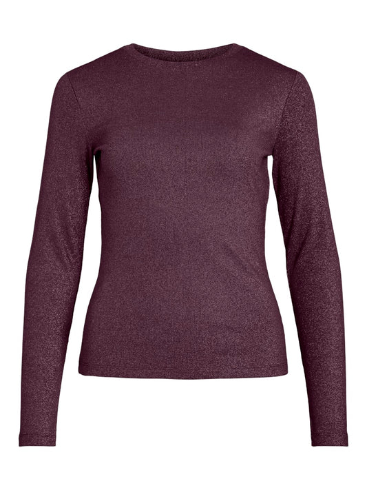 Catrea Crew-Neck Glitter Top - Fig