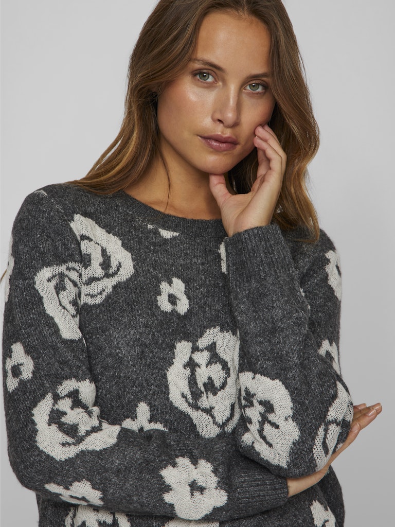 Siya Jacquard Knit - Dark Grey Melange