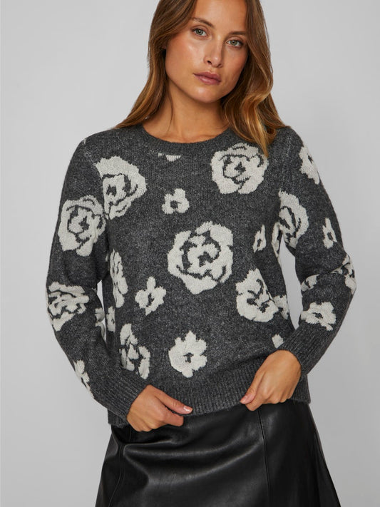 Siya Jacquard Knit - Dark Grey Melange