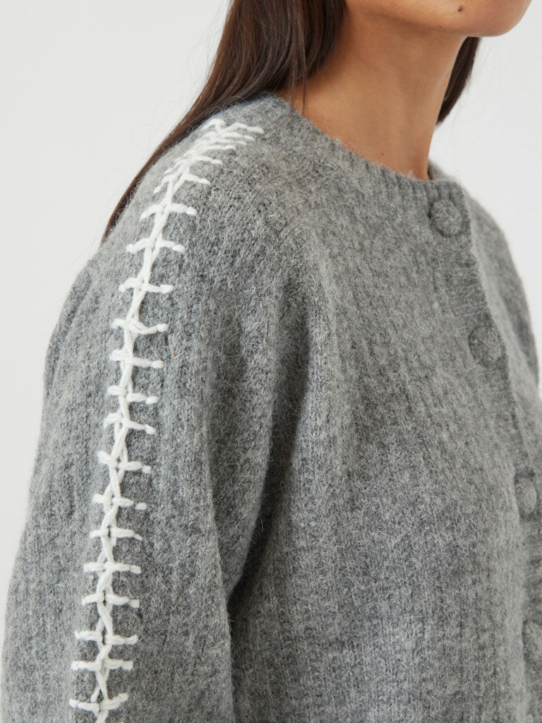 Solly Knit Cardigan - Medium Grey Melange