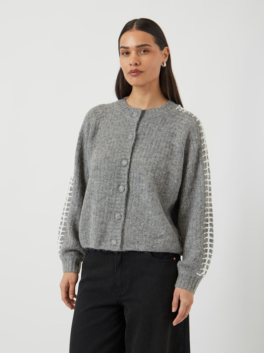 Solly Knit Cardigan - Medium Grey Melange