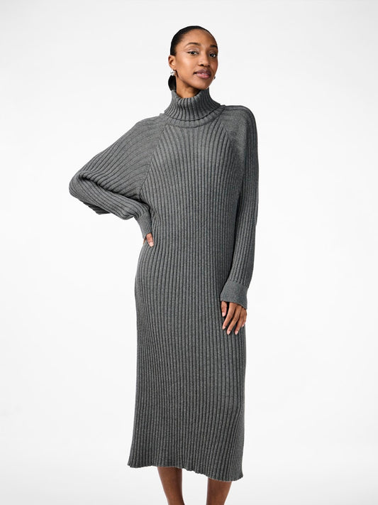 Mavi Knit Rollneck Dress - Medium Grey Melange