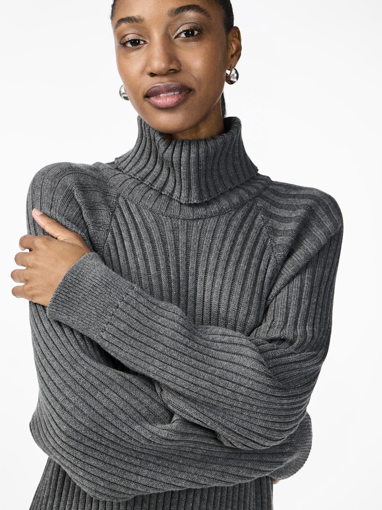 Mavi Knit Rollneck Dress - Medium Grey Melange