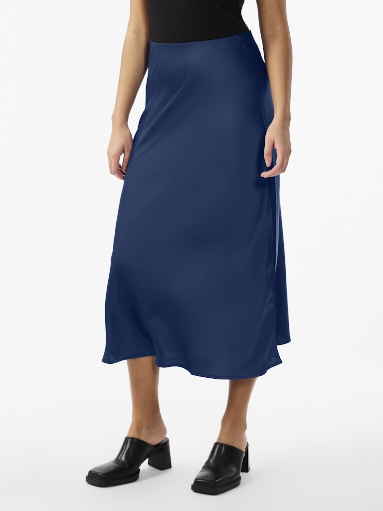 Pella High Waisted Midi Skirt - Navy Peony