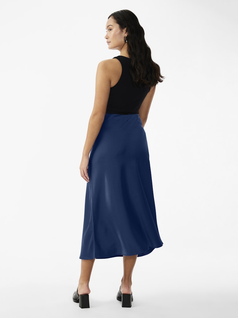 Pella High Waisted Midi Skirt - Navy Peony