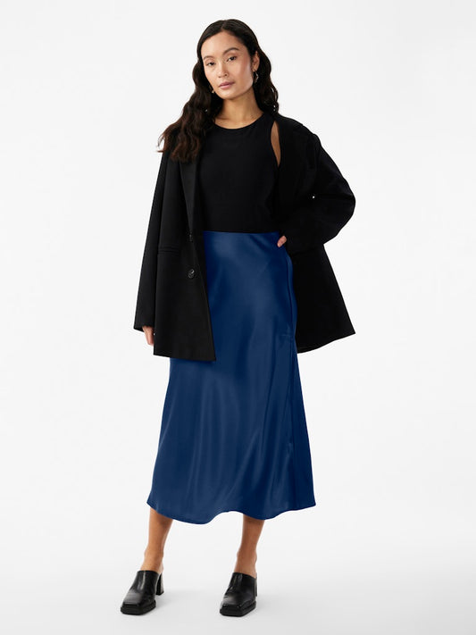 Pella High Waisted Midi Skirt - Navy Peony