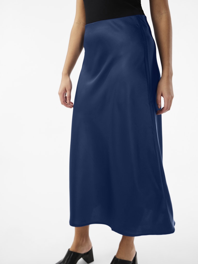 Pella High Waisted Midi Skirt - Navy Peony