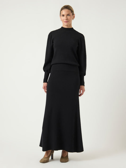 Fonny Knit Ankle Skirt - Black