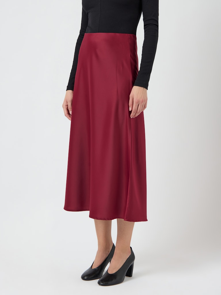 Pella High Waisted Midi Skirt - Tibetan Red
