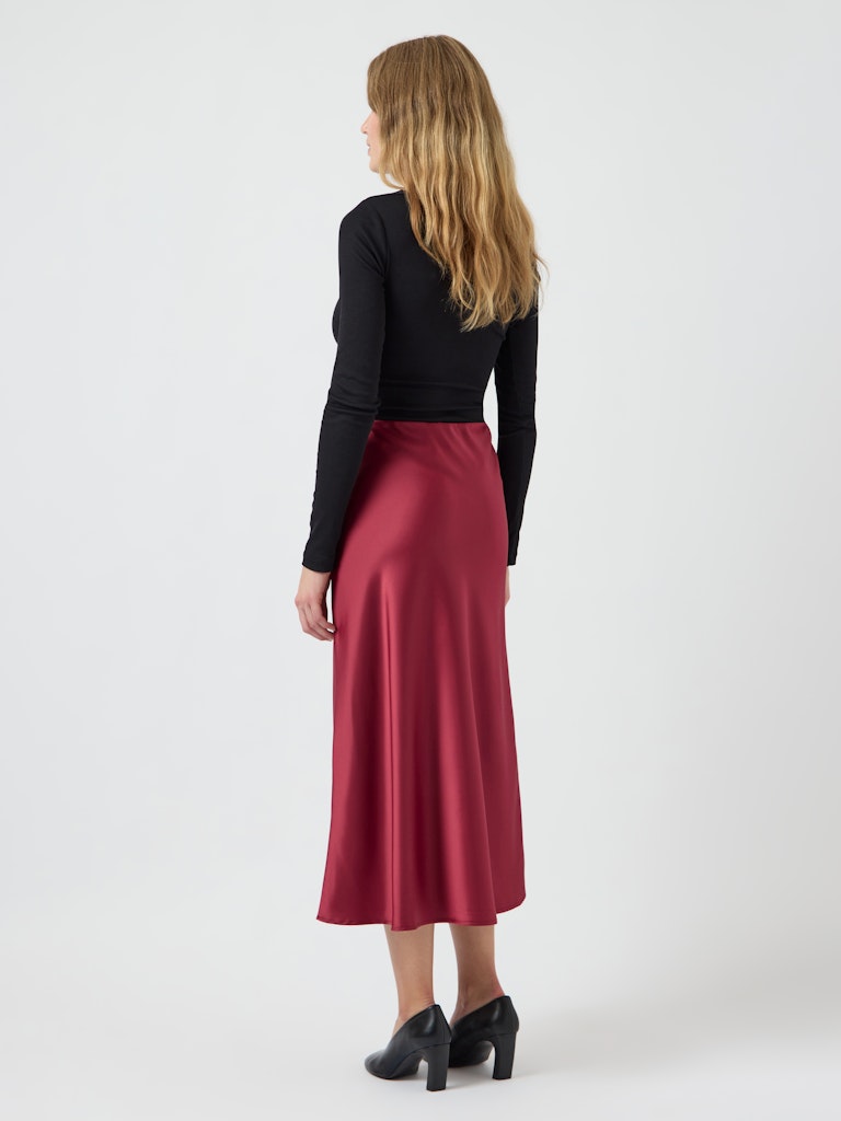 Pella High Waisted Midi Skirt - Tibetan Red