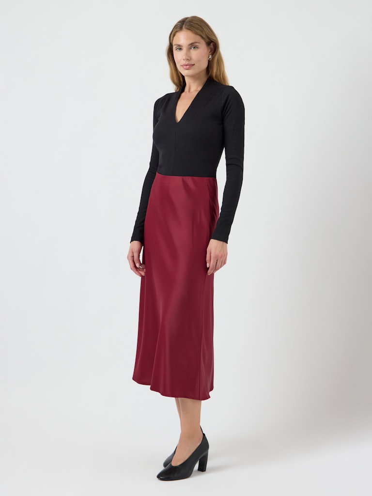 Pella High Waisted Midi Skirt - Tibetan Red