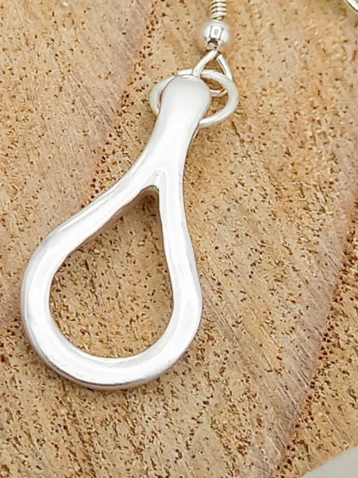 Long Drop Loop Earrings - Silver