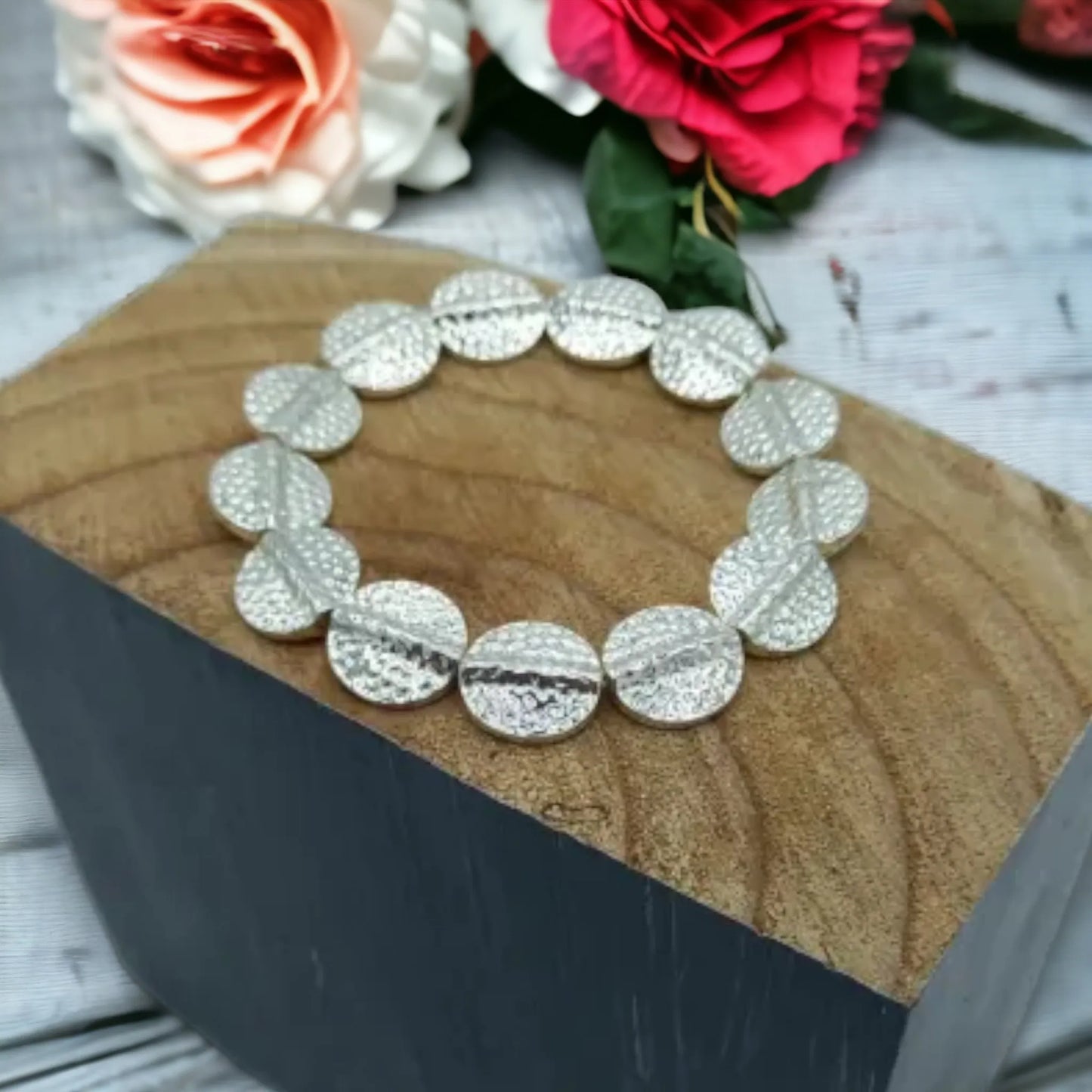 Battered Discs Bracelet - Silver