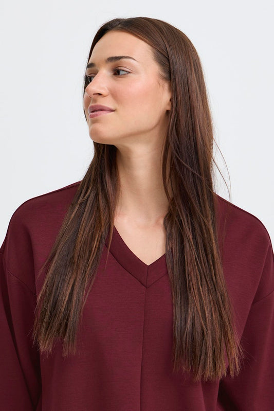 Pusti V-Neck Cropped Blouse - Port Royale