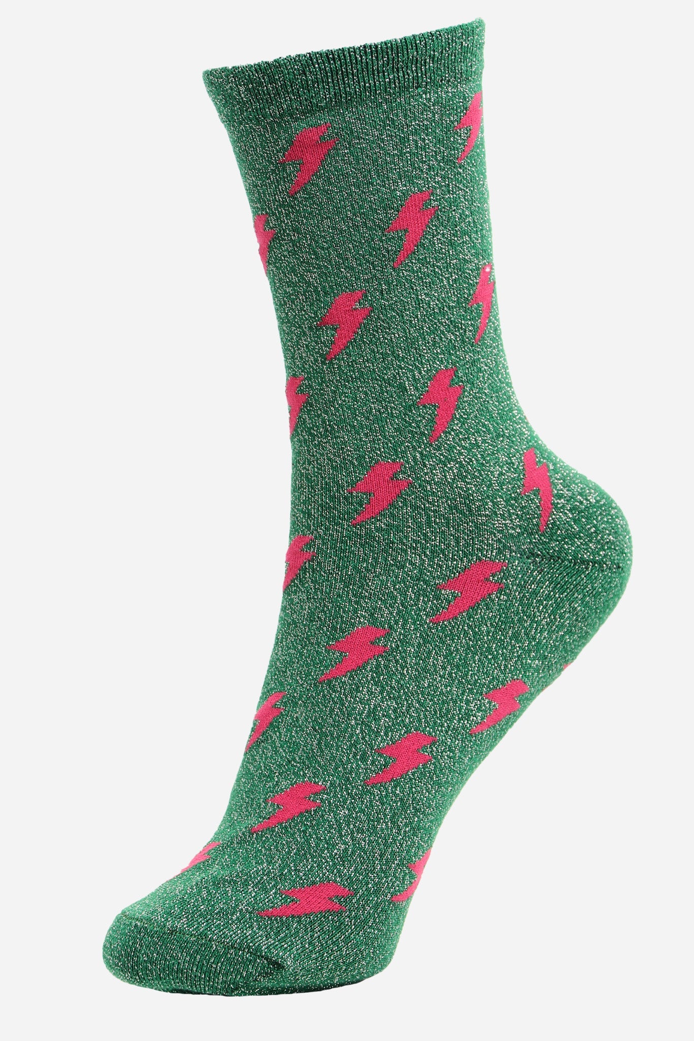 Glitter Socks - Green/Pink Lightening