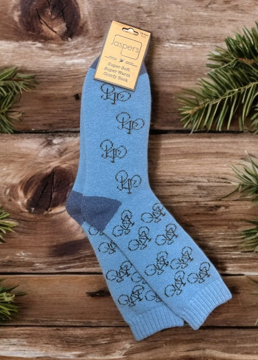 Bikes Cosy Socks - Cornflower